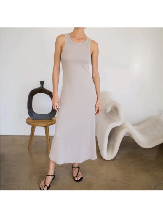 AYR Dresses & Skirts - AYR The Metro Ribbed Dress Small Mushroom taupe tan sleeveless normcore causal